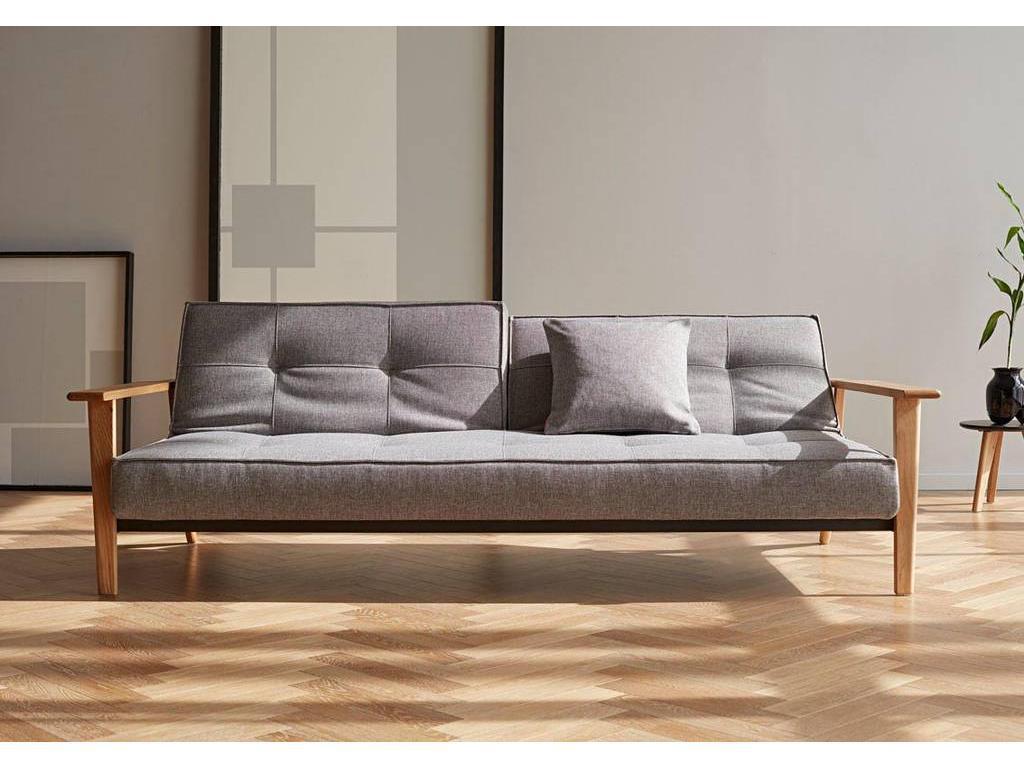 диван Innovation Splitback с деревянными подлокотниками (серый)