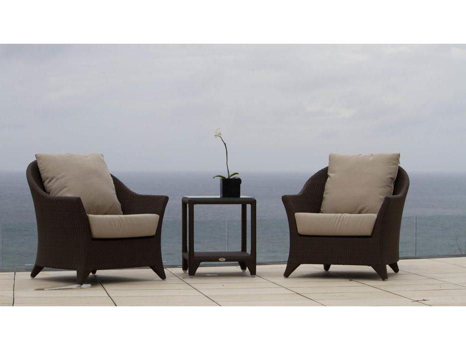 кресло садовое Skylinedesign Malta с подушками (черный кофе, белый)