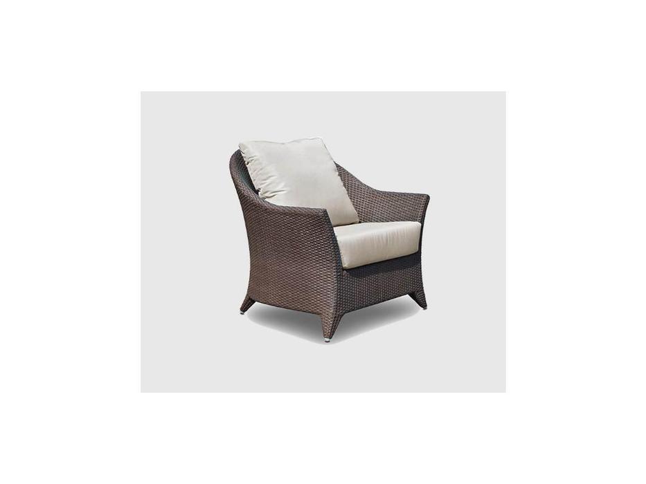 кресло садовое Skylinedesign Malta с подушками (черный кофе, белый)