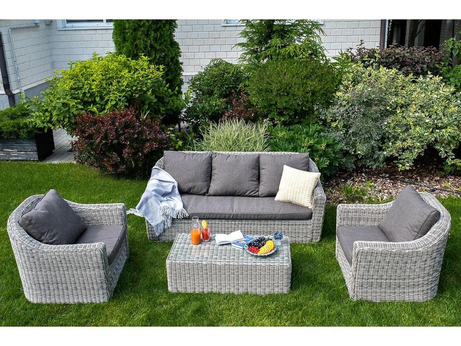 диван садовый 4SIS Фабриция с подушками (серый)