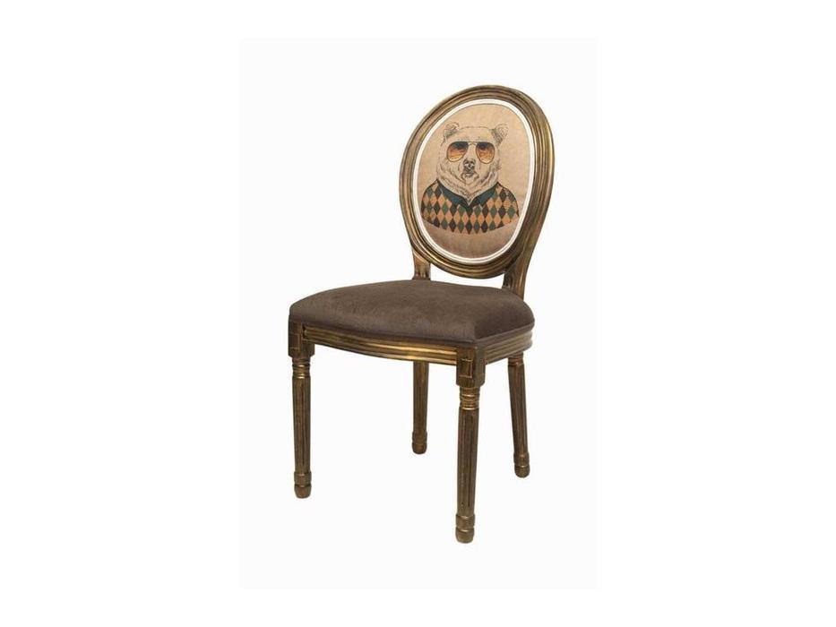 стул Interior Volker  (коричневый, золото состаренное, бежевый)