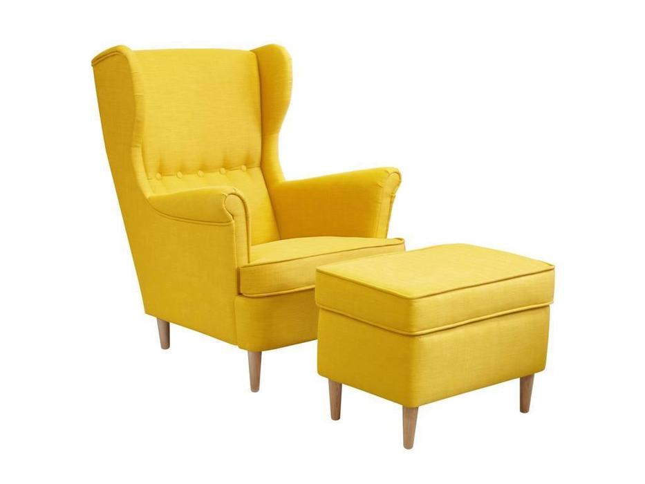 кресло на ножках Artsit Лондон с банкеткой (желтый)