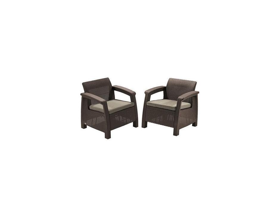 кресло садовое Keter Corfu duo set  (коричневый)
