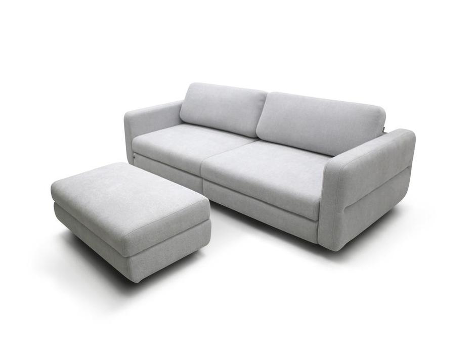 диван угловой SofTime Марко с пуфом, узкие подлокотники (серый)