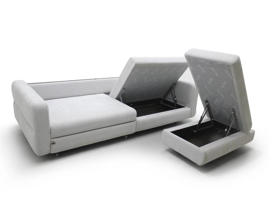 диван угловой SofTime Марко с пуфом, узкие подлокотники (серый)